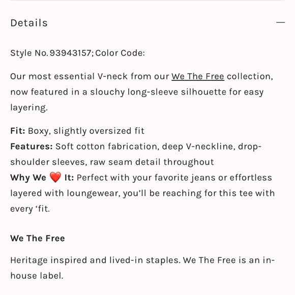 NWOT Free People We The Free Nina V-Neck Long-Sleeve Tee sz M - Picture 5 of 6